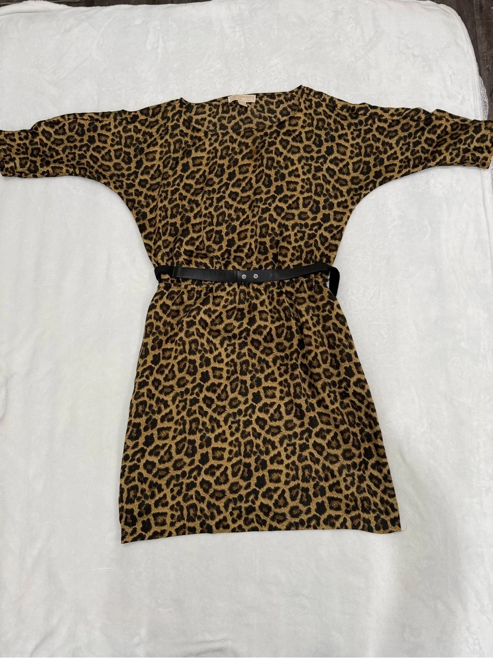 Michael Kors Leopard Print Mini Dress in Brown and Black